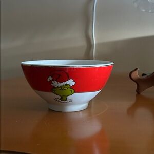 Red and White Grinch Cereal Bowl